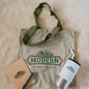 Homestead Tote, White Tumbler, Notebook and Pen Bundle